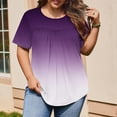 thumbnail image 4 of RYRJJ Womens Plus Size Tops Short Sleeve Blouses Dressy Casual Summer Pleated Front Crewneck T Shirts Gradient Tie Dye Tees(Purple,L), 4 of 9