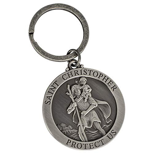 St Christopher Dance Charm On A 6 1/4 Inch Round Eye Hook Bangle Bracelet