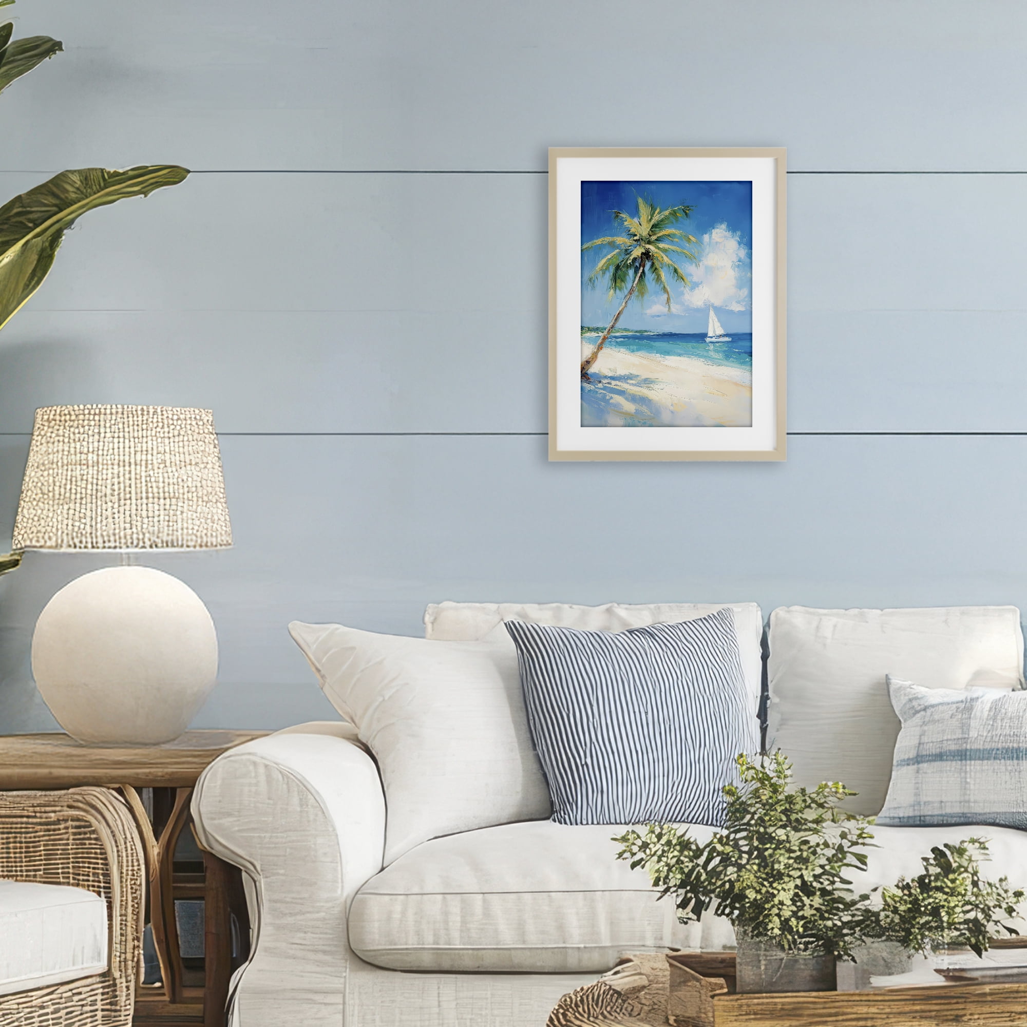 Stupell Industries White Clouds & Sails Birch Framed Print Under Glass, design by Petal Prints Design