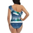 thumbnail image 5 of Easygdp Christmas Trees Women's One Shoulder Ruffle Monokini Bathing Suits with Removable Chest Pad, Quick Drying - Medium, 5 of 8