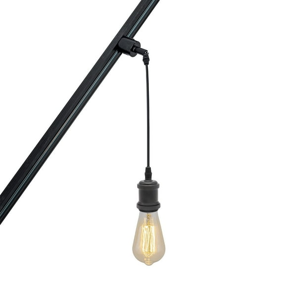 FSLiving Adjusted Angle Rotated 3.2Ft Wire H-Type Tracking Light E26 Matte Black Base Mini Vintage Design Droplight for Inclined Position Roof Home(No Bulb & No Track) - 1 Light