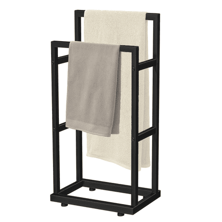 DAZUINIAO 43''H Towel Rack Freestanding Bathroom Toalleros Para Banos Modernos for Hanging Bath Washing Towel Bathrobe,2 Tire Alloy Steel Towel Hooks Holders