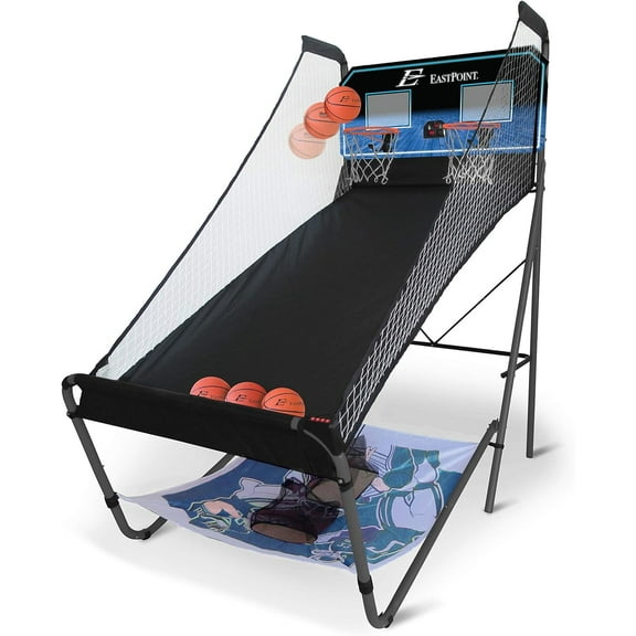 EastPoint Sports 3-in-1 Shoot, Pitch and Pass Indoor Basketball Hoop, Football and Baseball Pitch Gaming Center - Multi-Game Arcade Machines for Home & Game Room