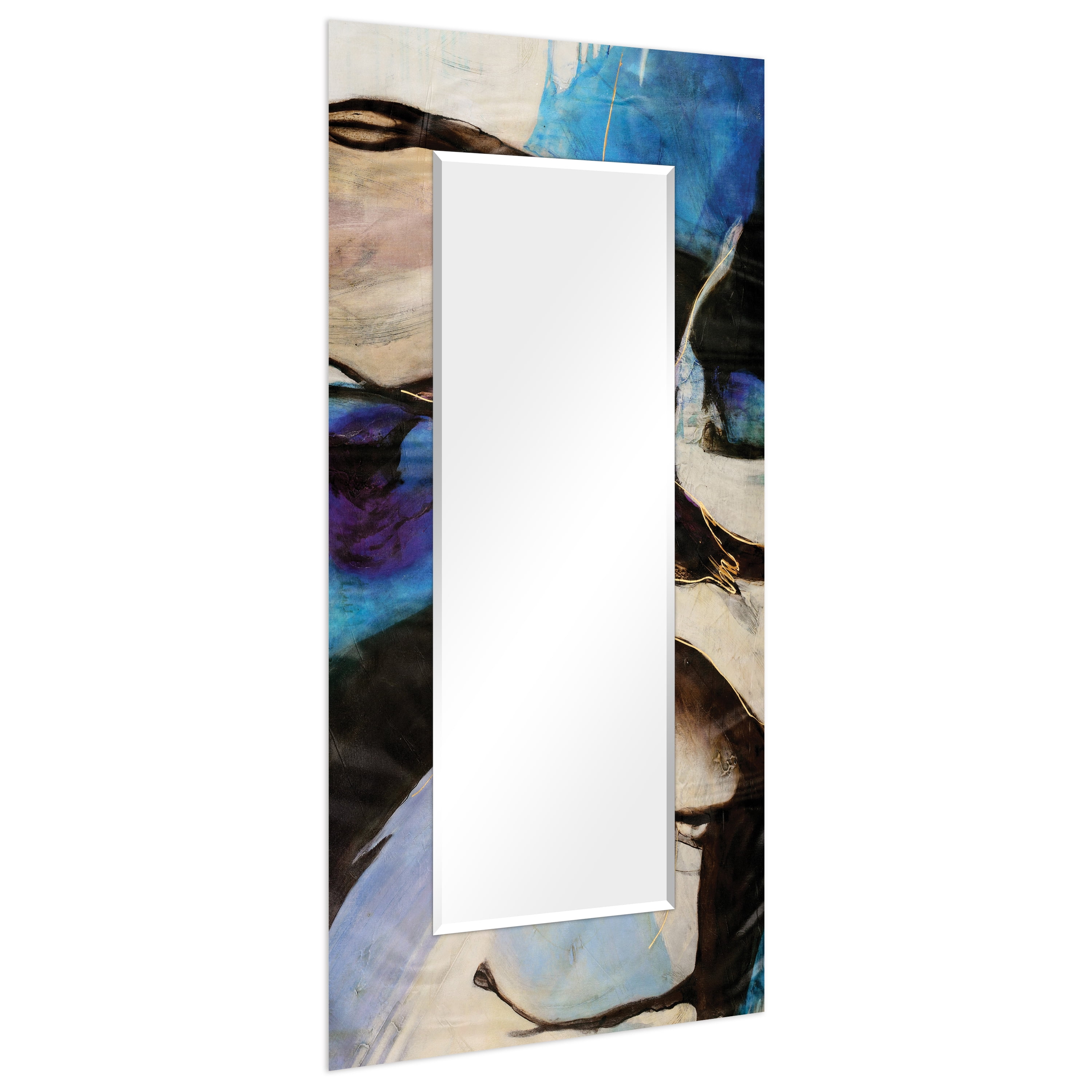 Empire Art Direct Motivos Rectangular Beveled Mirror on Free Floating Reverse Printed Tempered Art Glass, 72" x 36" x 0.4", Ready to Hang