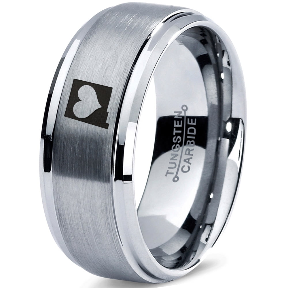 Tungsten New Mexico The Land of Enchantment State Heart Band Ring