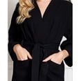 thumbnail image 6 of Lotus Linen Knee-Length Waffle Robe Women - Lightweight Short Spa Bathrobe, Black X-Large, 6 of 9