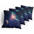 thumbnail image 5 of Ambesonne Galaxy Throw Pillow Cover 4 Pack, Outer Space Mars Planets, 24", Navy Blue Pink, 5 of 7