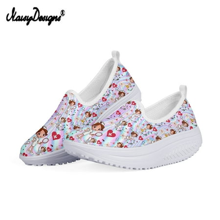 

Women Mesh Flat Nurse Shoe Heightreasing Premium Trippy Background Design Swing Shoes Platform Sneakers 2024