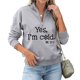 thumbnail image 1 of Sudadera de Mujer con Media Cremallera y Letras Impresas de Manga Larga, Estilo Casual, Sudadera con puños de Costilla a la Moda, Gris Claro XXL, 1 of 6