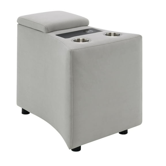 Acme Furniture Emee Console w/USB in Gray Corduroy