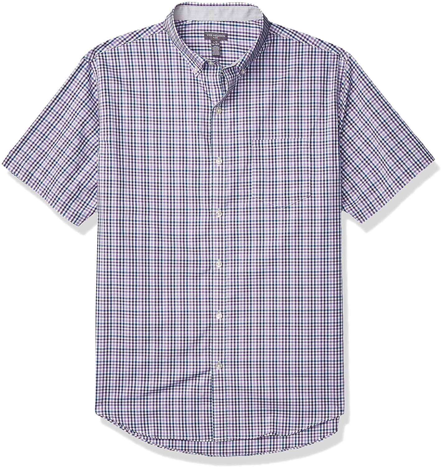 Van Heusen Men's Flex Short Sleeve Button Down Check Shirt, Chalk ...