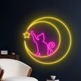 thumbnail image 2 of Handmadetneonsign Cat On The Moon Neon Sign, Moon Cat Neon Sign, Cat Club Decor Sign, Cat Lovers, 2 of 5