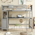 thumbnail image 2 of CoSoTower Twin Size Loft Bed with Drawers and Desk, Wooden Loft Bed with Shelves - Gray, 2 of 9