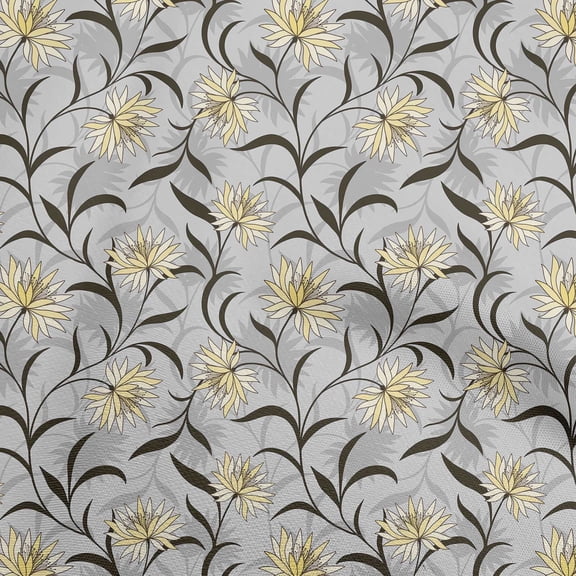 oneOone Cotton Poplin Yellow Fabric Floral Retro Diy Clothing Quilting Fabric Print Fabric By Yard 56 Inch Wide