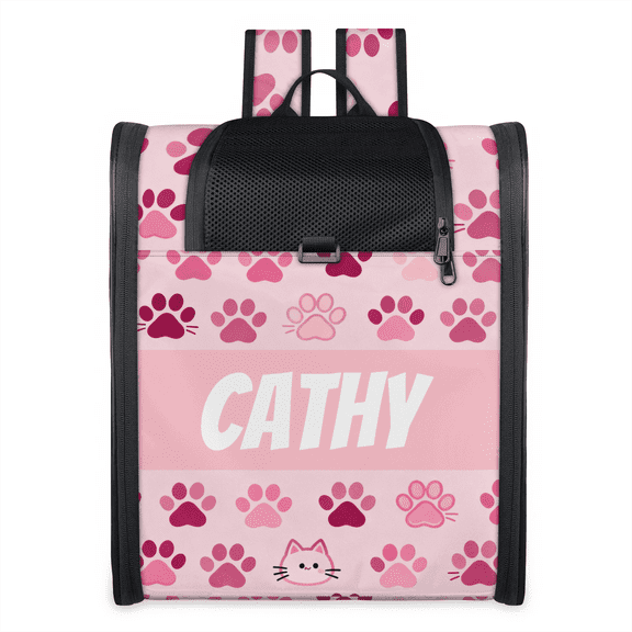 Personalized Cat Backpack Carrier, Custom Name Pet Carrier Bag for Small Cats and Puppies, Breathable Mesh Travel Backpack for Hiking, Walking, Gifts for Cat Lovers