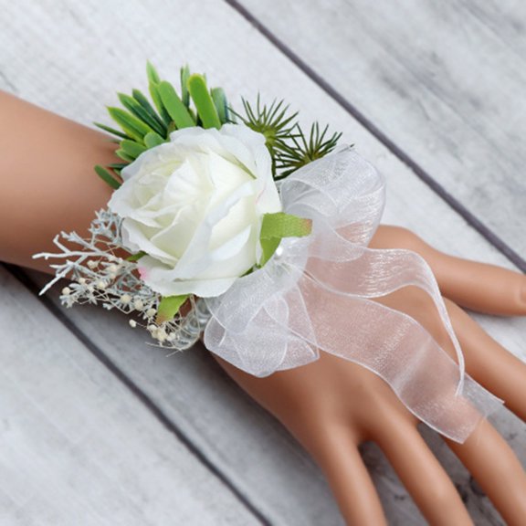 Hydrangea Artificial Flowers Wrist Flowers And Corsages, Bridesmaid Group Decorations. Corsage Ball Decoration, Rose Corsage, Wrist Flower, Corsage Decoration. Perfect for Wedding Anniversa (A)