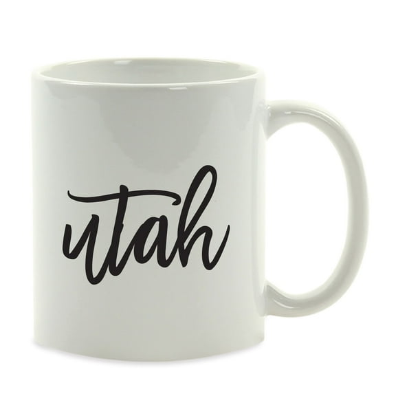 Koyal Wholesale Black Calligraphy Utah US State Ceramic Coffee Mug