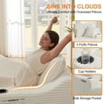 thumbnail image 3 of Aukfa 68" Oversized Chaise Lounge Boneless Couch with 2 Cup Holder&Side Pocket, 3Pillows, Corduroy, White, 3 of 9