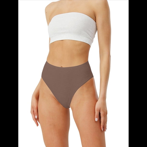 Braguitas de Algodón para Mujer, Talla Grande, con Medias Caderas, Cintura Alta, Color Liso, con Abertura Alta. Camello XXL