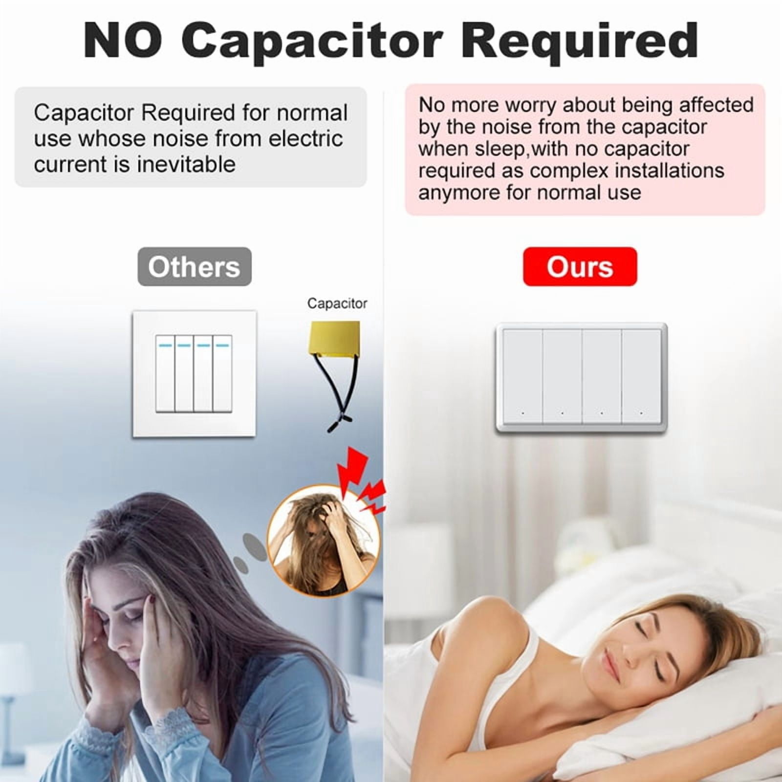 Tuya ZigBee Smart Switch Neutral Wire Optional Intelligent US Wall Button Light Switch AC100-240V for  4Gang