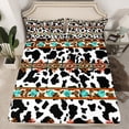 thumbnail image 2 of Castle Fairy Cow Print 3Pcs Twin Sheet Sets for Teens Women Men,Bohemian Aztec Twin Fitted Sheet,Exotic Style Breathable Flat Sheet,Super Cozy Room Decor, 2 of 7