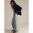 thumbnail image 6 of Women Ruffle Hem Wide Leg Jeans Mid Rise Cropped Denim Pants with Pockets Light Blue XL, 6 of 9