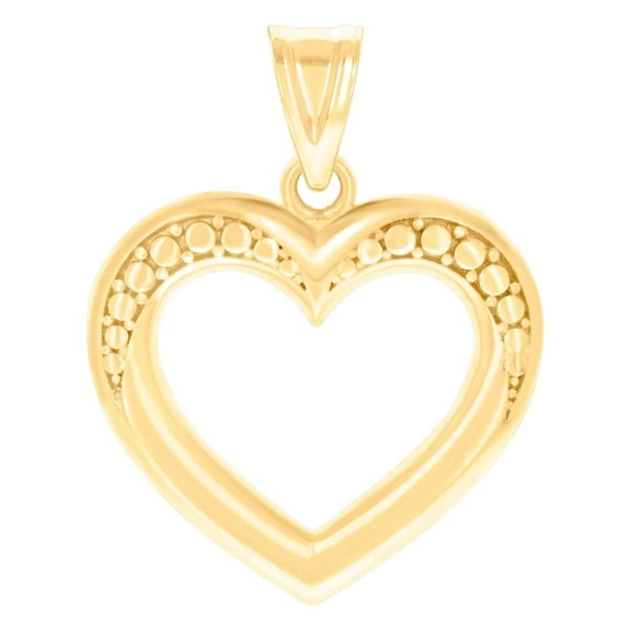 14k Yellow Gold Womens Love Heart Charm Pendant Necklace 24.4x19.1mm Wide Pendant for Women