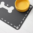 thumbnail image 5 of Pet Feeding Mat, 23.6inX15.7in Waterproof Quick-Dry Dog Cat Bowl Mat with Bone & Paw Print, Non-Slip, Black, 5 of 6