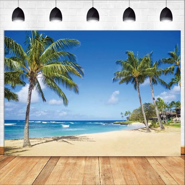 Tapiz para colgar en la pared con palmeras tropicales, playa, 150 x 100 cm