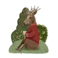 thumbnail image 2 of Fab Funky 26x32 Gold Ornate Wood Framed with Double Matting Museum Art Print Titled - Latte Moose in Sweater, 2 of 4