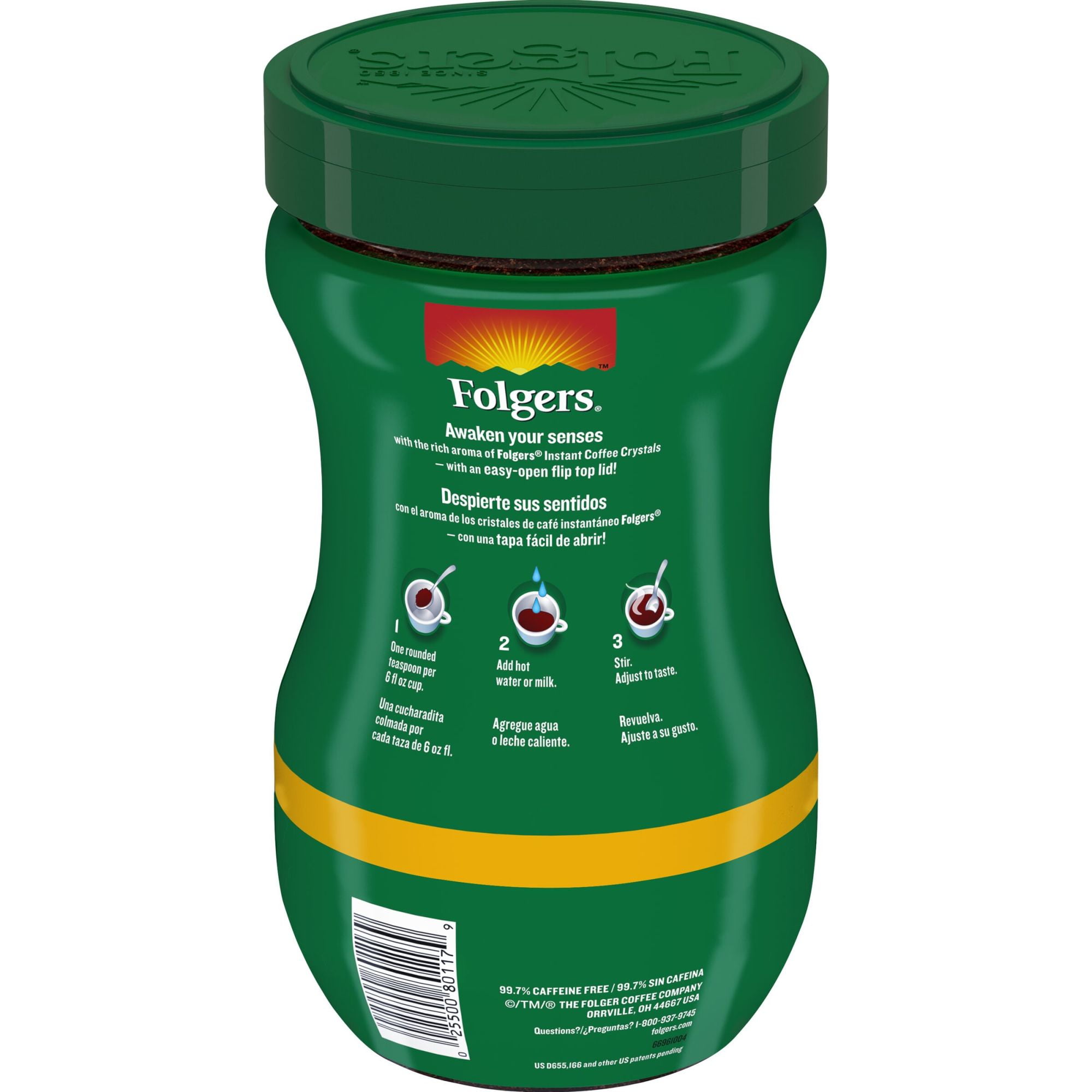 Folgers Decaf Coffee, Ground Coffee, Classic Medium Roast, 12 Ounce Canister
