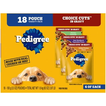 Pedigree Choice Cuts In Gravy Dog Food Chicken Casserole Variety Pack, 3.5 Oz Pouches (18 Pack)
