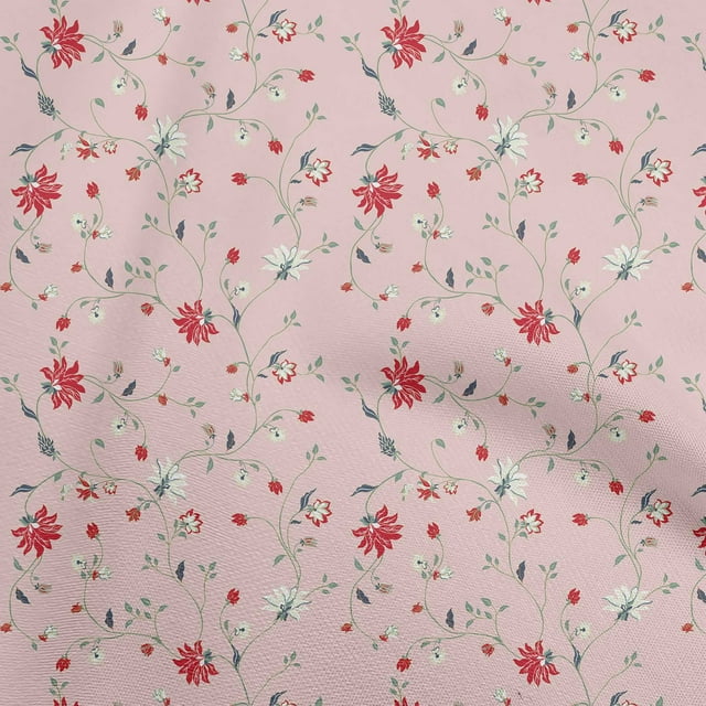 oneOone Polyester Spandex Light Pink Fabric Floral Sewing Material Print Fabric By The Yard 56 Inch Wide