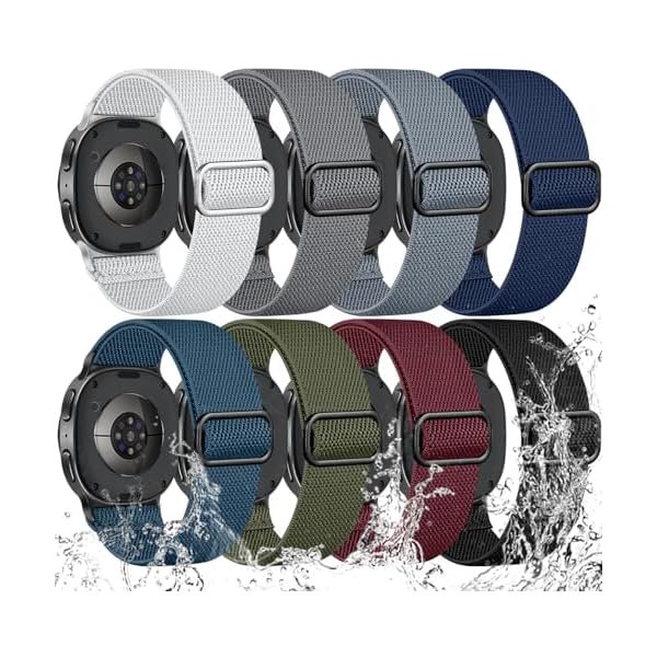 Chenchen 8 Pack Stretchy Band Compatible with Samsung Galaxy Watch 8 Band 40mm 44mm, Samsung Galaxy Watch 8 Classic 46mm, Soft Nylon Fabric Water-Resistant Elastic Solo Loop Sport Straps for Women Men