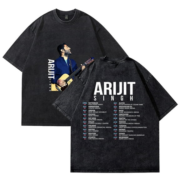 Arijit Singh Tour Merch Vintage Wash Tee Cosplay Women Men Fashion Short Sleeve Cotton T-Shirts