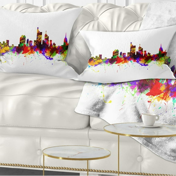 Designart Frankfurt Germany Skyline - Cityscape Throw Pillow - 12x20