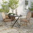 thumbnail image 3 of Merrick Lane Set of Two Stacking Thonet Bistro Style Chair with Arms, White & Gray PE Rattan Seat, and Bamboo Metal Frame for Indoor/Outdoor Use, 3 of 18