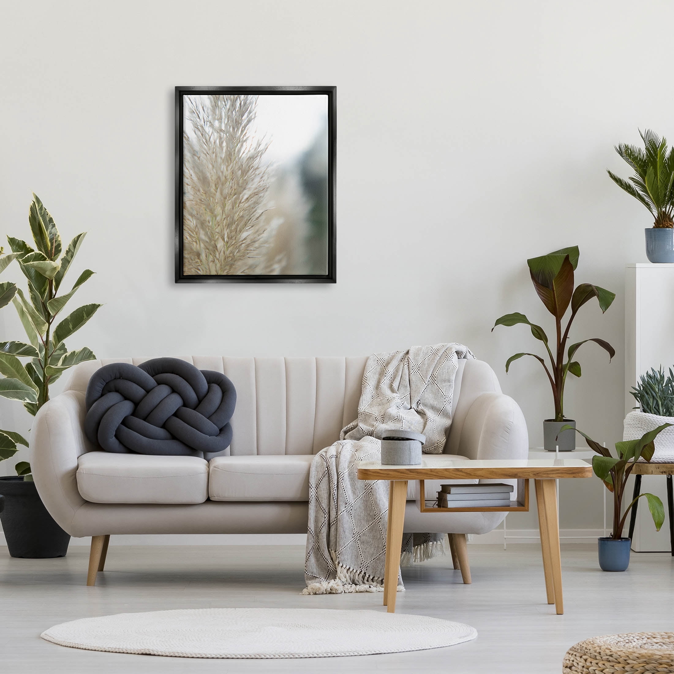 Stupell Industries Natural Pampas Grass Photography Scene Photograph Jet Black Floating Framed Canvas Print Wall Art, Design by Jason Johnson