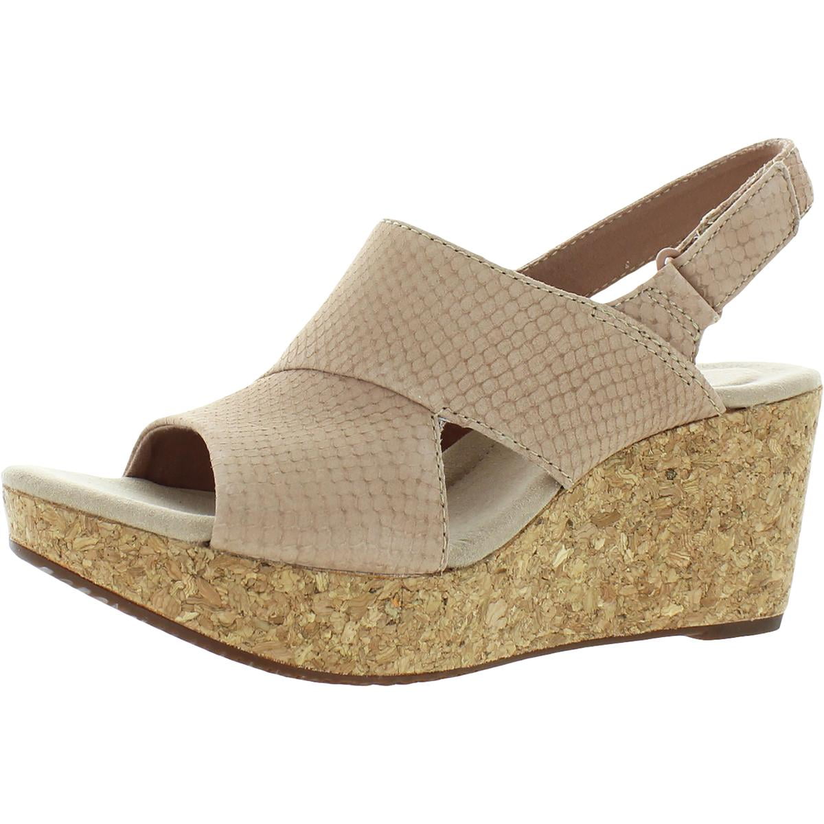 Clarks Womens Annadel Sky Nubuck Animal Print Wedge Sandals Walmart
