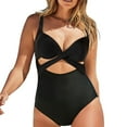 thumbnail image 1 of Aayomet Swimsuits for Women Plus Size Bathing Suits Twist Front Cutout Adjustable Straps Ruched Swimwear,D XL, 1 of 3