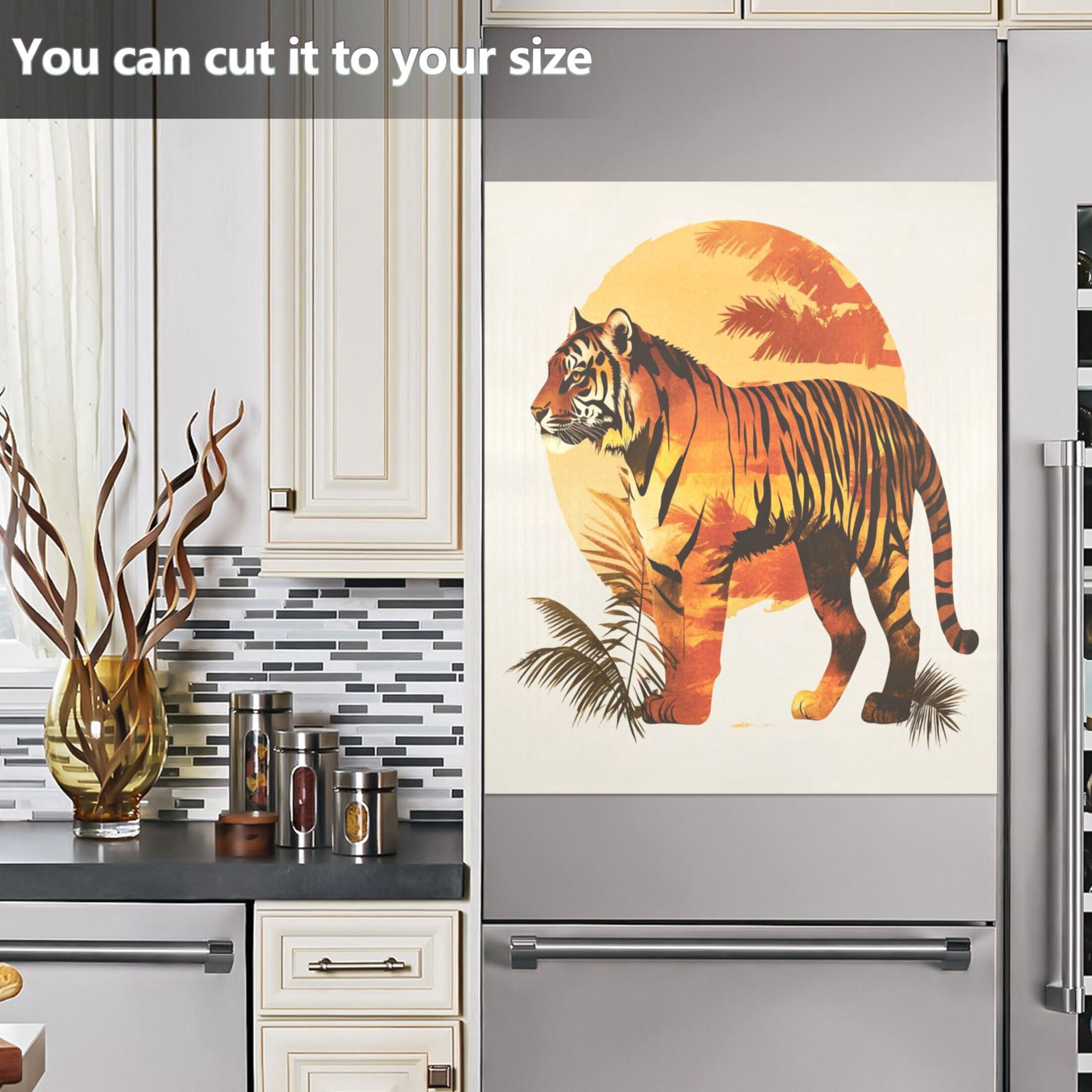 Dishwasher Magnetic Sticker 23x26 Inch Refrigerator Magnetic Sticker Washing Machine Magnetic Sticker Kitchen Panel Magnetic Sticker Home Decor Beautiful Sunset Tiger