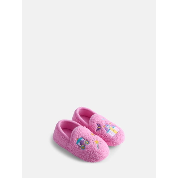Wonder Nation Toddler Girls Embroidered Castle Slippers