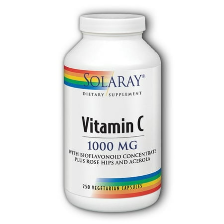 Solaray Vitamin C with BioFlavonoid Concentrate Plus Rose Hips and Acerola 1000 mg - 250 Vegetarian Capsules