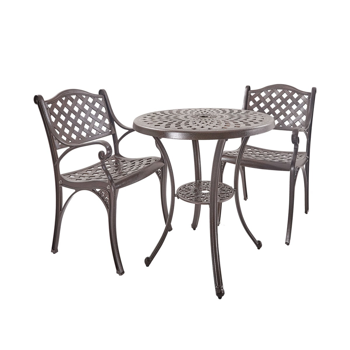 Kepooman 3-Piece All-Weather Outdoor Cast Aluminum Dining Set for Patio, Balcony, Lawn, Garden, Backyard w/ Umbrella Hole, Bronze Kepooman 3-Piece All-Weather Outdoor Cast Aluminum Dining Set for Patio, Balcony, Lawn, Garden, Backyard w/ Umbrella Hole, Bronze