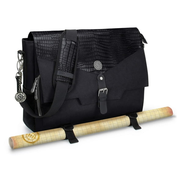 Enhance Edición Coleccionista Rpg Player'S Essentials Dnd Bag - Dragon Hide Exterior Messenger Bag Se Adapta A 2-4 Libros, Carpetas, Dados Y Accesorios Con Ranura Para Computadora Portátil De 17 Pulga