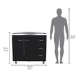 thumbnail image 4 of Izzovium Ferretti Utility Sink with Three Drawers and Double Door Cabinet, 39.4in L x 20.4in W x 30.8in H, Black, Particle Board Construction for Laundry or Kitchen, 4 of 8