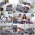 thumbnail image 5 of 3 Piece Red White Coral Duvet Cover Set California King,Microfiber Comforter/Quilt Cover with Corner Ties and 2 Pillowcases,Summer Ocean Nautical Coastal Navy Blue Soft Bedding with Zipper Closure, 5 of 8