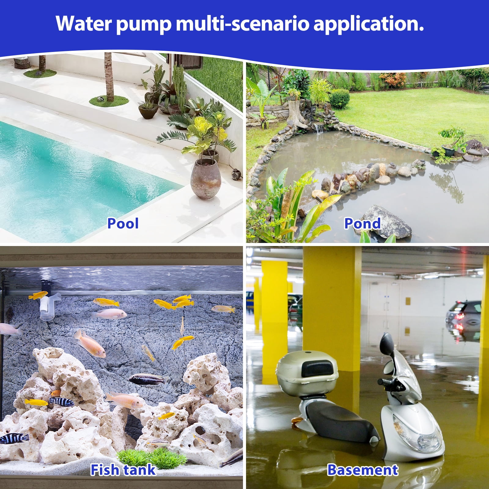 Hot Tub Water Pump 1HP 3500GPH Electric Submersible Portable Sump Pump for Pool Draining Transfer