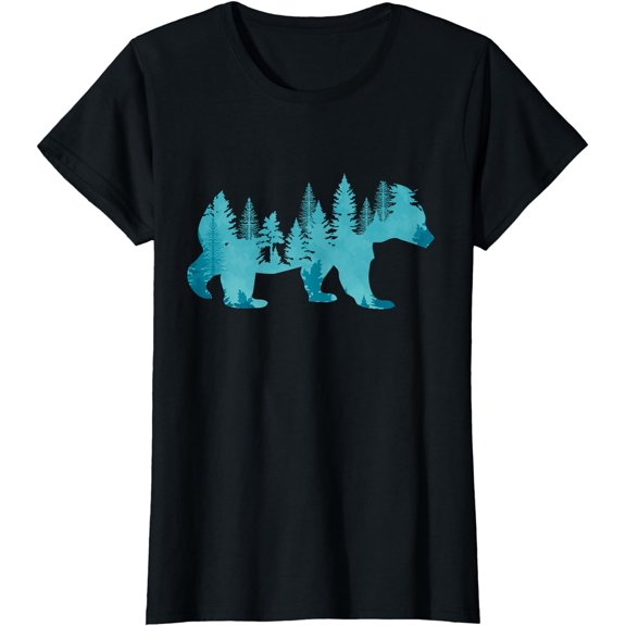 Nature Forest Mountains Trees Wildlife Animal Brown Bear T-Shirt
