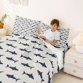 thumbnail image 3 of Castle Fairy Minimal Shark Silhouette Queen Sheets 4 Pieces,Simple Marine Tile Print Queen Sheet Sets,Navy Offwhite,1 Fitted Sheet,1 Flat Sheet and 2 Pillowcases, 3 of 6